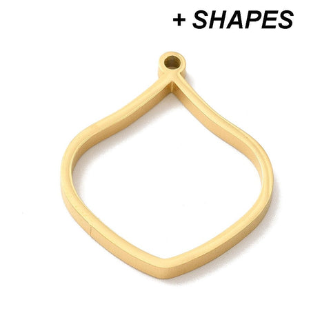 BeadsBalzar Craft Store Golden 304 Stainless Steel Open Back Bezel Pendants, For DIY UV Resin, Epoxy Resin
