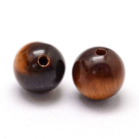 BeadsBalzar Craft Store Grade A Natural Tiger Eye Round Beads, Half Drilled 6mm