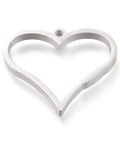 BeadsBalzar Craft Store HEART 30x25mm Tarnish Resistant 304 Stainless Steel Open Back Bezel Pendants, For DIY UV Resin, Epoxy Resin,