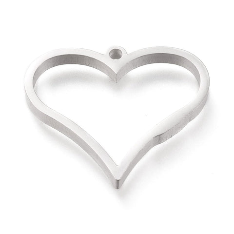 BeadsBalzar Craft Store HEART 30x25mm Tarnish Resistant 304 Stainless Steel Open Back Bezel Pendants, For DIY UV Resin, Epoxy Resin,