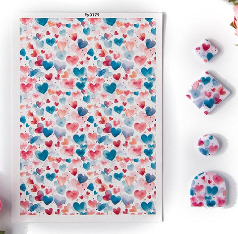 BeadsBalzar Craft Store HEARTS Polymer Clay Earrings Water Transfer Paper, Clay Pendant Decoration, Water Soluble Stickers