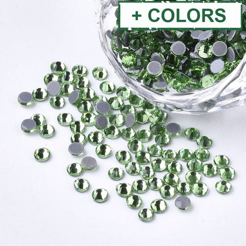 BeadsBalzar Craft Store Hotfix Rhinestone, Glass Rhinestone Flat Back Cabochons, Half Round, SS10