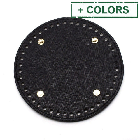 BeadsBalzar Craft Store Imitation Leather Bag Bottom – Crochet & Knitting Purse Base with Iron Findings, Flat Round 15x0.9cm, Hole 5mm