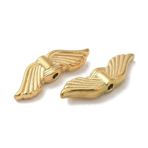 BeadsBalzar Craft Store ION GOLD PLATED 304 Stainless Steel Beads, Wings 21x6x3mm