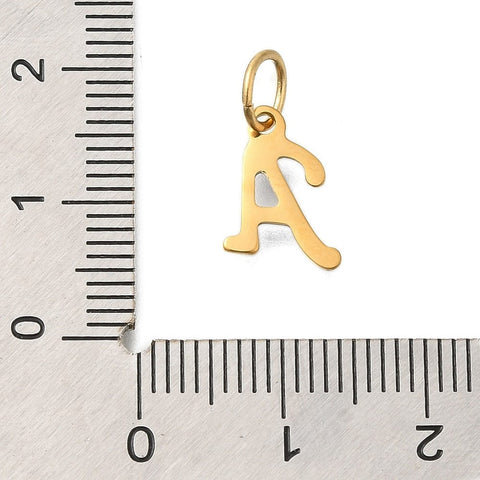 BeadsBalzar Craft Store Ion Gold Plated 304 Stainless Steel Enamel Alphabet Charms