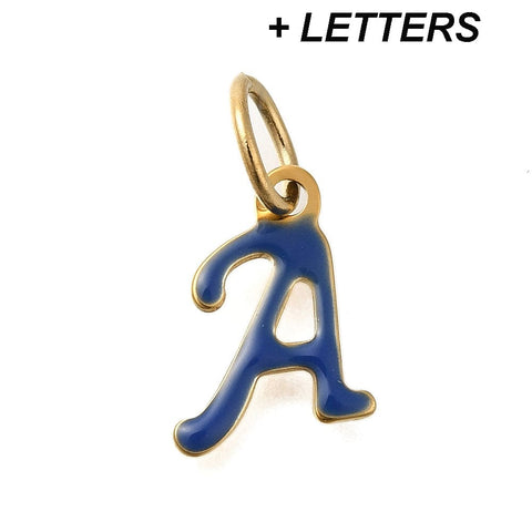 BeadsBalzar Craft Store Ion Gold Plated 304 Stainless Steel Enamel Alphabet Charms