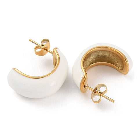 BeadsBalzar Craft Store Ion Plated 304 Stainless Steel Arch Stud Earrings with Enamel