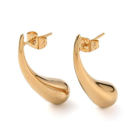 BeadsBalzar Craft Store Ion Plated 304 Stainless Steel Teardrop Stud Earrings