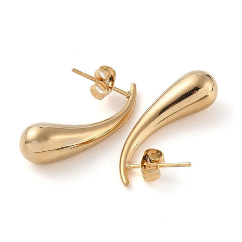 BeadsBalzar Craft Store Ion Plated 304 Stainless Steel Teardrop Stud Earrings