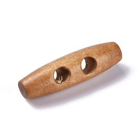 BeadsBalzar Craft Store LIGHT BROWN Natural Wood Buttons, Horn Toggle Buttons, 2-Hole, for Sewing Accessories, 40mm