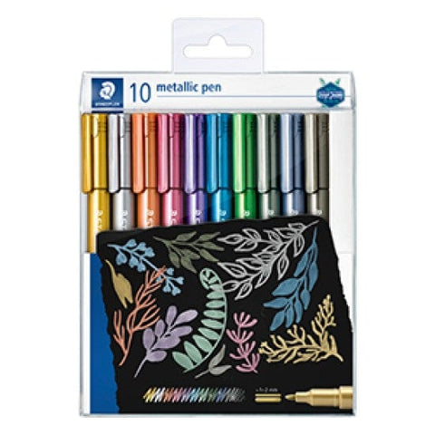 BeadsBalzar Craft Store Metallic Marker Pens – 10-Piece Set | Bold & Shimmering Ink for Art & Craft