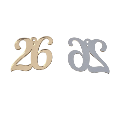 BeadsBalzar Craft Store Mirror Plexi New Year '26' Luck Charm – Sparkling Decorative Gift for 2026 Celebrations 40x38mm