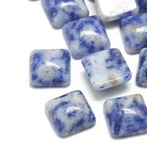 BeadsBalzar Craft Store Natural Blue Spot Jasper Cabochons, Square 10mm