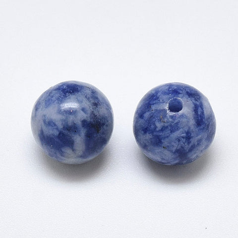 BeadsBalzar Craft Store Natural Blue Spot Stone Beads, Half Drilled, Round 8mm
