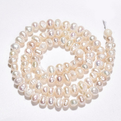 BeadsBalzar Craft Store Natural Cultured Freshwater Pearl Beads, Potato, Seashell Color
