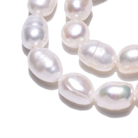 BeadsBalzar Craft Store Natural Cultured Freshwater Pearl Beads Strands, Two Sides Polished, Creamy White