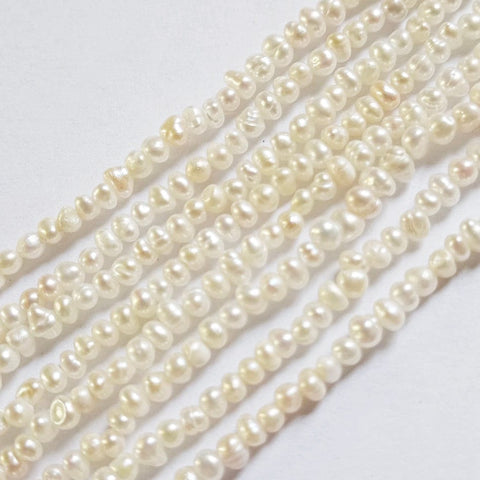 BeadsBalzar Craft Store Natural Freshwater Pearls 2.5-3mm White Potato - hole 0.6mm