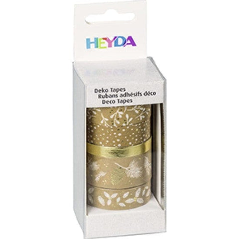 BeadsBalzar Craft Store NATURAL GOLD / WHITE Brunnen Heyda KPrandell Deco Tapes – Natural Decorative Washi Tape Set for Crafts & Scrapbooking