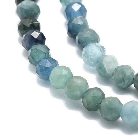 BeadsBalzar Craft Store Natural Gradient Blue Tourmaline Beads Strands, Faceted, Round, 2mm