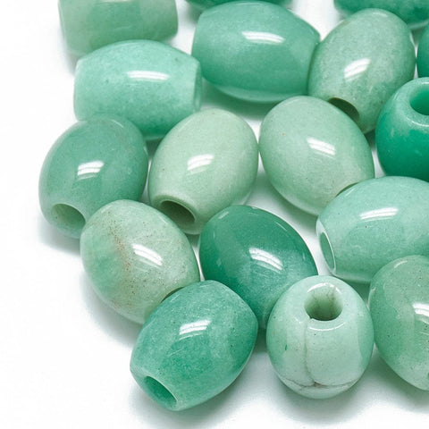 BeadsBalzar Craft Store Natural Green Aventurine Beads, Large Hole Beads, Barrel 17-19mm