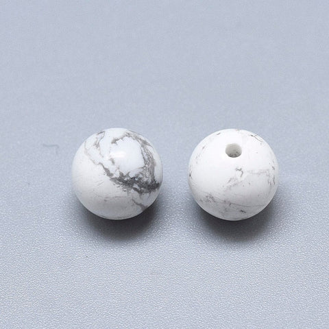 BeadsBalzar Craft Store Natural Howlite Beads, Half Drilled, Round 8mm