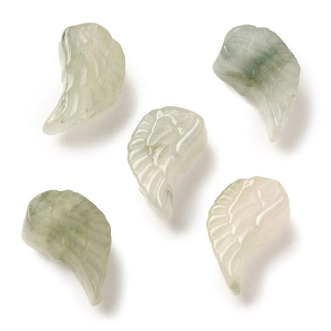 BeadsBalzar Craft Store Natural Jade Wing Carved Beads – 17x10~11x8mm, 1mm Hole – Gemstone Beads for Jewelry Making