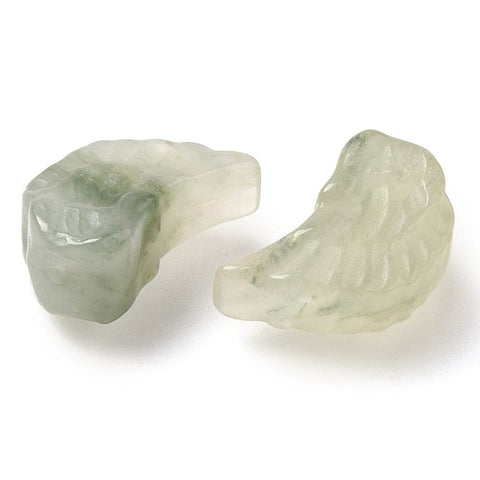 BeadsBalzar Craft Store Natural Jade Wing Carved Beads – 17x10~11x8mm, 1mm Hole – Gemstone Beads for Jewelry Making