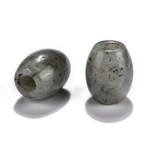 BeadsBalzar Craft Store NATURAL LABRADORITE Natural Semi Precious European Beads, Large Hole Beads, Barrel, Size: about 15~17mm