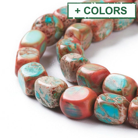 BeadsBalzar Craft Store Natural Regalite/Imperial Jasper/Sea Sediment Jasper Beads Strands, Dyed, Cuboid