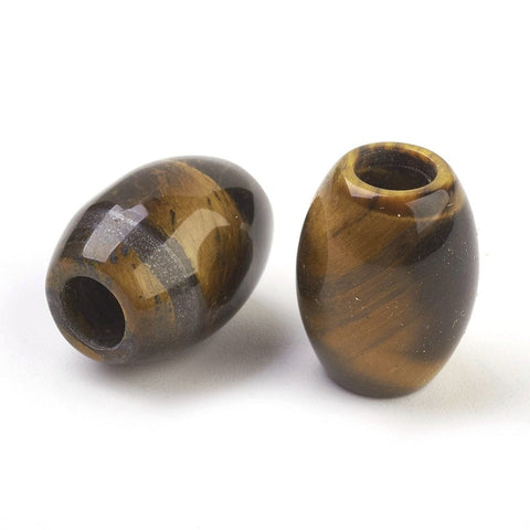 BeadsBalzar Craft Store NATURAL TIGER EYE Natural Semi Precious European Beads, Large Hole Beads, Barrel, Size: about 15~17mm