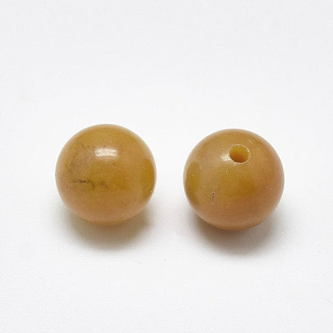 BeadsBalzar Craft Store Natural Topaz Jade Beads, Half Drilled, Round 8mm