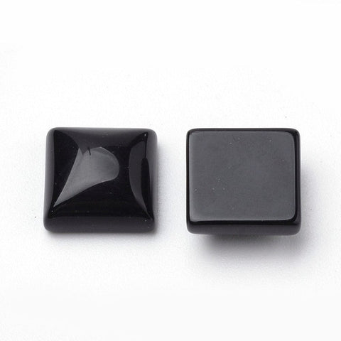 BeadsBalzar Craft Store Natural White Jade Cabochons, Dyed, Square, Black 10mm