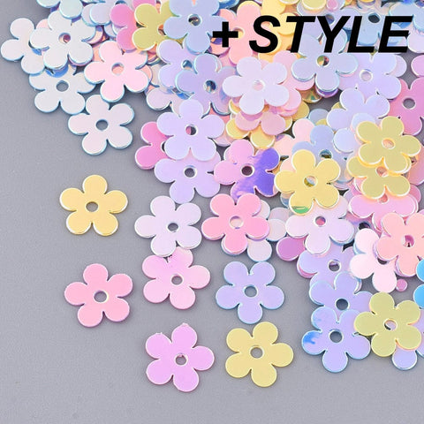 BeadsBalzar Craft Store Ornament Accessories, PVC Plastic Paillette/Sequins Beads, Flower, Mixed Color