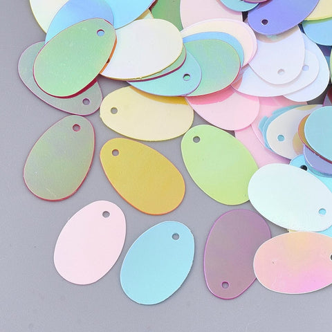 BeadsBalzar Craft Store OVAL 46x31mm ABOUT 120 PIECES Frosted PVC Plastic Paillette/Sequins Beads – Ornament Accessories for Crafts, Sewing, DIY & Decorations