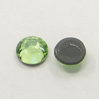 BeadsBalzar Craft Store PERIDOT Glass Hotfix Rhinestone, Grade AA, Flat Back & Faceted, Half Round, Siam, SS16