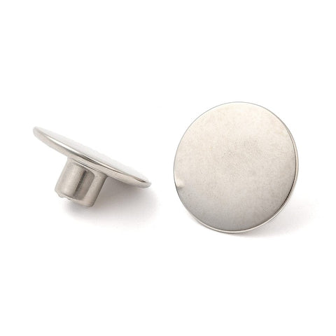 BeadsBalzar Craft Store PLAIN PLATINUM / 20MM DIAMETER  / NAIL 7MM Alloy Button Pins for Jeans, Nautical Buttons, Garment Accessories, Round