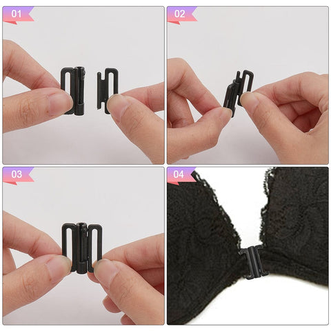 BeadsBalzar Craft Store Plastic Bikini Clips, Bra Clasp Replacement Part, Lingerie Snap Closure, Black