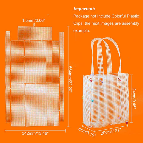 BeadsBalzar Craft Store Plastic Mesh Bag Frame – Rectangle Knitting Bag Making Accessories, White, 564×342×1.5mm