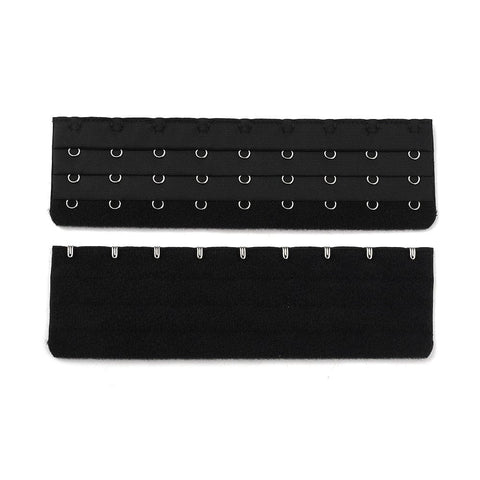 BeadsBalzar Craft Store Polyester Women’s 3 Rows x 9 Hooks Longline Corset Bra Extender – Black, 50mm x 170mm