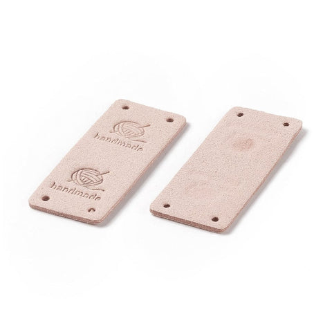BeadsBalzar Craft Store PU Leather Labels, Handmade Embossed Tag, with Holes