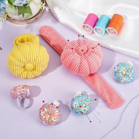 BeadsBalzar Craft Store Pumpkin-Shaped Wrist & Finger Needle Cushions – Soft Pin Cushions for Sewing & Quilting