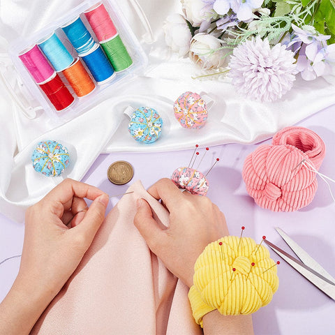 BeadsBalzar Craft Store Pumpkin-Shaped Wrist & Finger Needle Cushions – Soft Pin Cushions for Sewing & Quilting