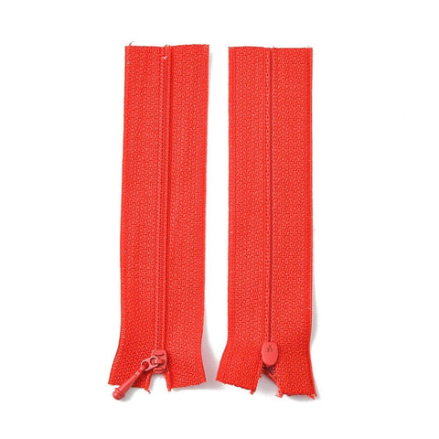 BeadsBalzar Craft Store RED Nylon Garment Accessories, Zip-fastener Component Sets, Nylon Zipper &amp; Alloy Zipper Puller