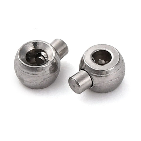 BeadsBalzar Craft Store RHODIUM PLATED Ion Plated 304 Stainless Steel Crimp Beads, Round, Platinum Size: about 3.5x4.5mm
