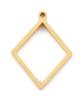 BeadsBalzar Craft Store RHOMBUS 24x33mm Golden 304 Stainless Steel Open Back Bezel Pendants, For DIY UV Resin, Epoxy Resin