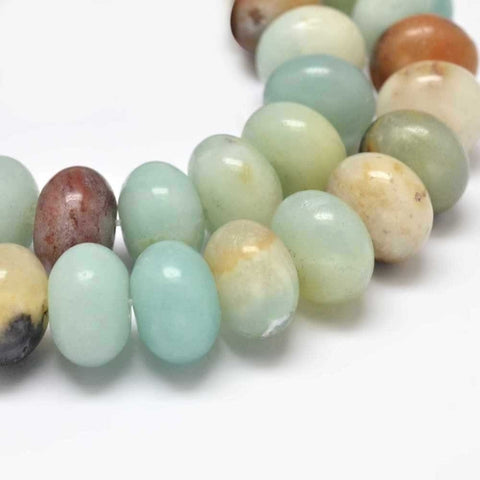 BeadsBalzar Craft Store Rondelle Natural Flower Amazonite Beads Strand
