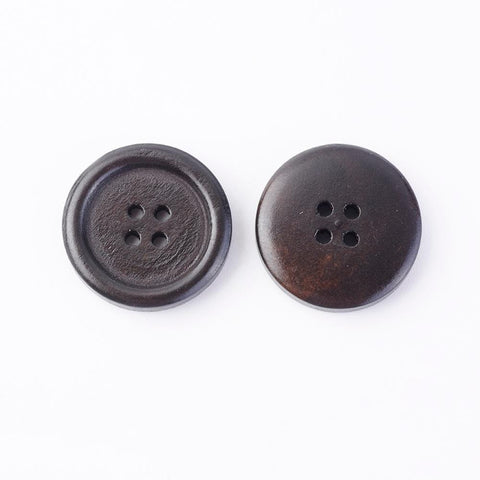 BeadsBalzar Craft Store Round 4-hole Basic Sewing Button, Wooden Buttons, Coconut Brown
