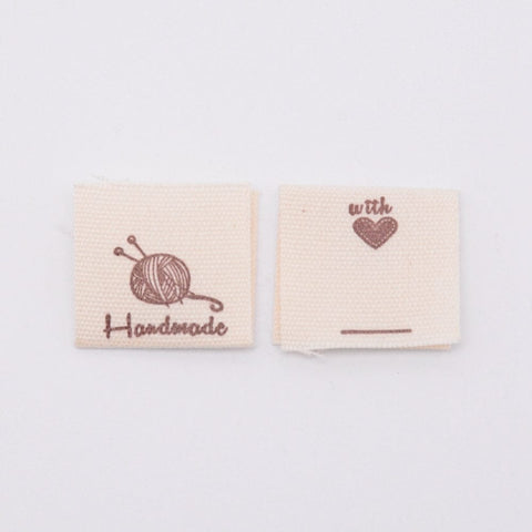 BeadsBalzar Craft Store SEWING Cotton Sewing Labels, Cloth Labels, for Sewing, Knitting, Crafts, Word Handmade, Khaki