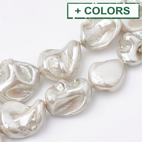 BeadsBalzar Craft Store Shell Pearl Beads Strands, Polished, Nugget, 15~25x10~26x5~16mm