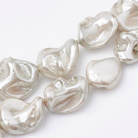 BeadsBalzar Craft Store Shell Pearl Beads Strands, Polished, Nugget, 15~25x10~26x5~16mm